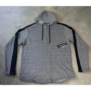 Men's Gray Hoodie with Black Sleeve Stripes